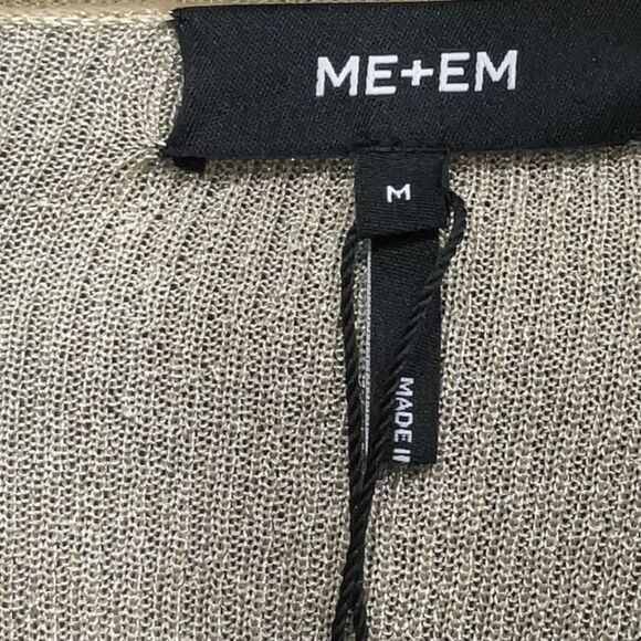 NEW ME+EM Metallic Ribbed Cap Sleeve knit Tee Shirt Top pale cold Size Medium - Picture 5 of 9